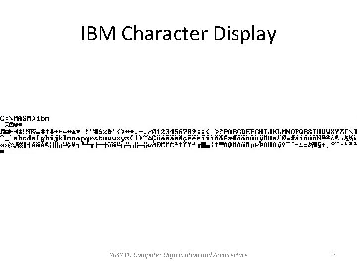 IBM Character Display 204231: Computer Organization and Architecture 3 