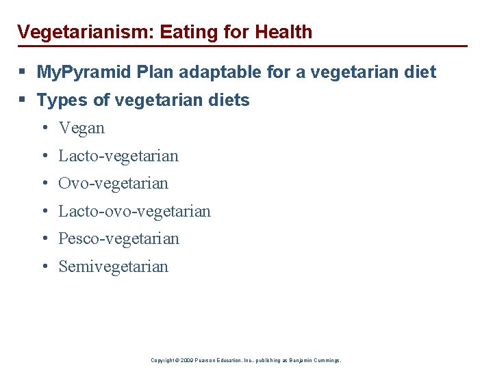 Vegetarianism: Eating for Health § My. Pyramid Plan adaptable for a vegetarian diet §