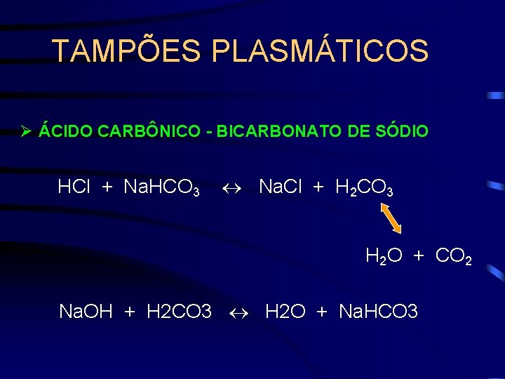 TAMPÕES PLASMÁTICOS Ø ÁCIDO CARBÔNICO - BICARBONATO DE SÓDIO HCl + Na. HCO 3