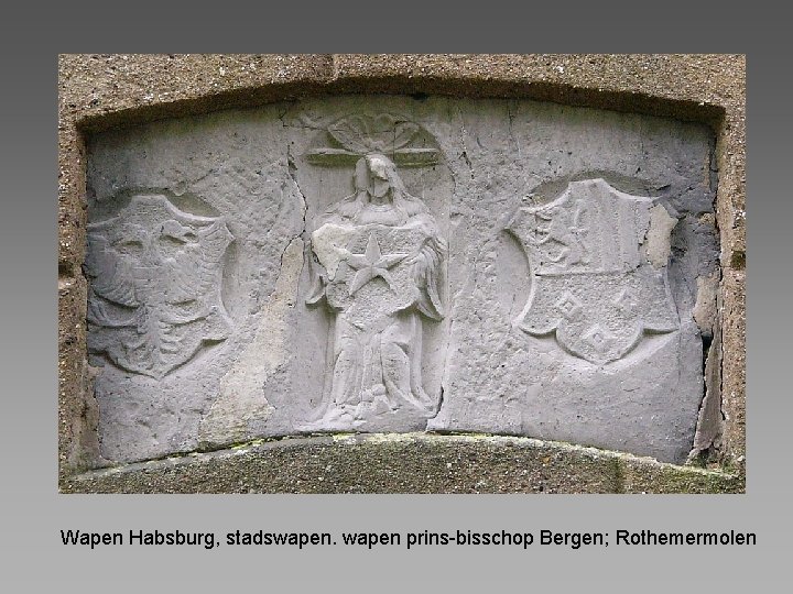 Wapen Habsburg, stadswapen prins-bisschop Bergen; Rothemermolen 