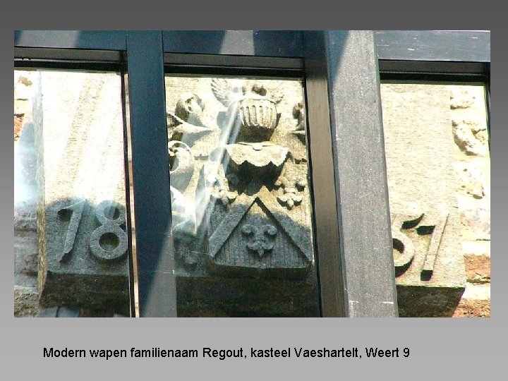 Modern wapen familienaam Regout, kasteel Vaeshartelt, Weert 9 