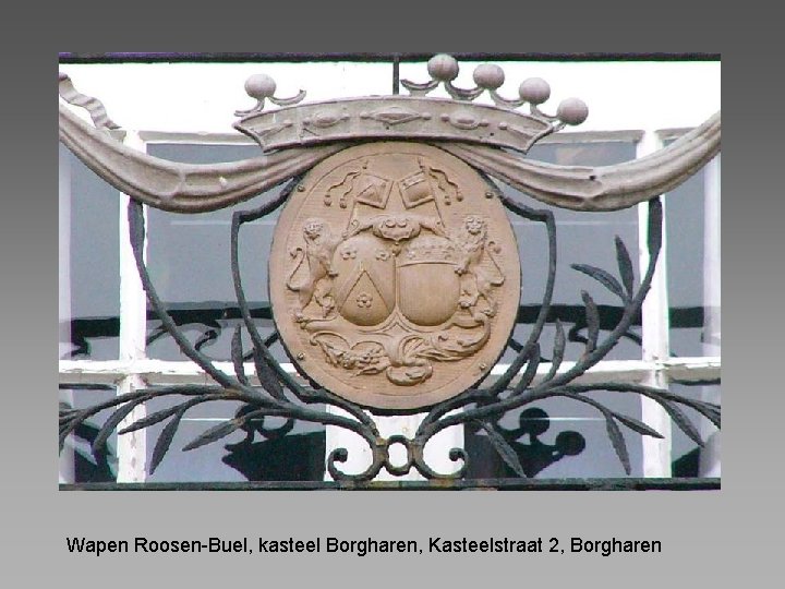 Wapen Roosen-Buel, kasteel Borgharen, Kasteelstraat 2, Borgharen 