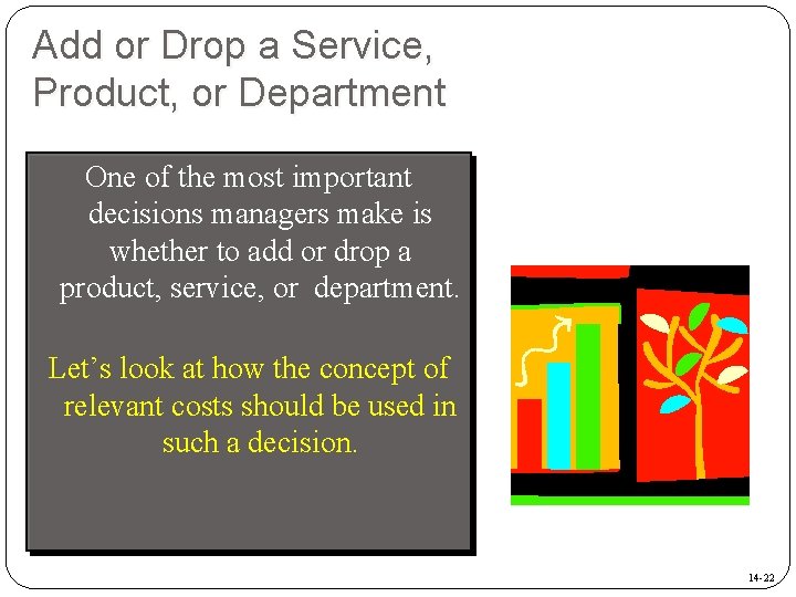 Add or Drop a Service, Product, or Department One of the most important decisions