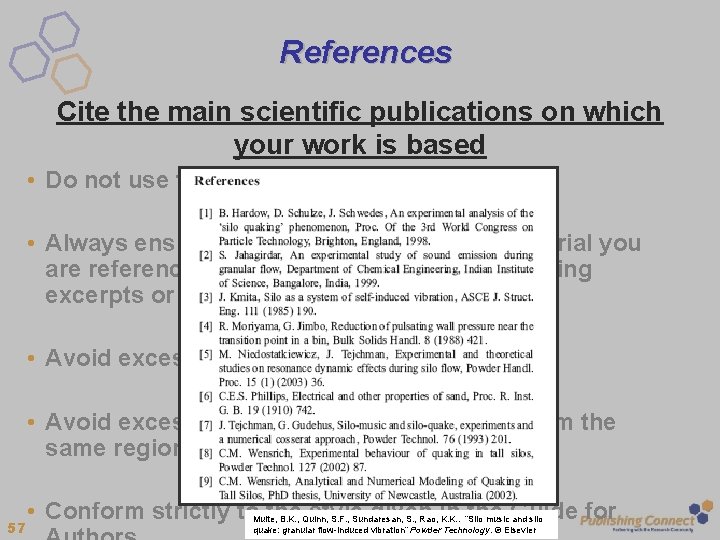 References Cite the main scientific publications on which your work is based • Do