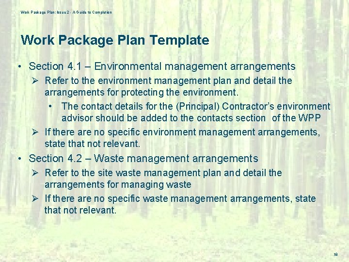 Work Package Plan: Issue 2 - A Guide to Completion Work Package Plan Template