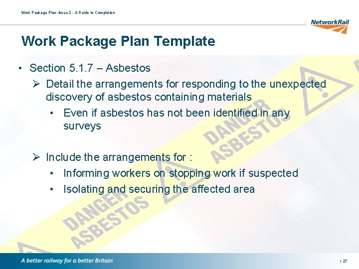 Work Package Plan: Issue 2 - A Guide to Completion Work Package Plan Template