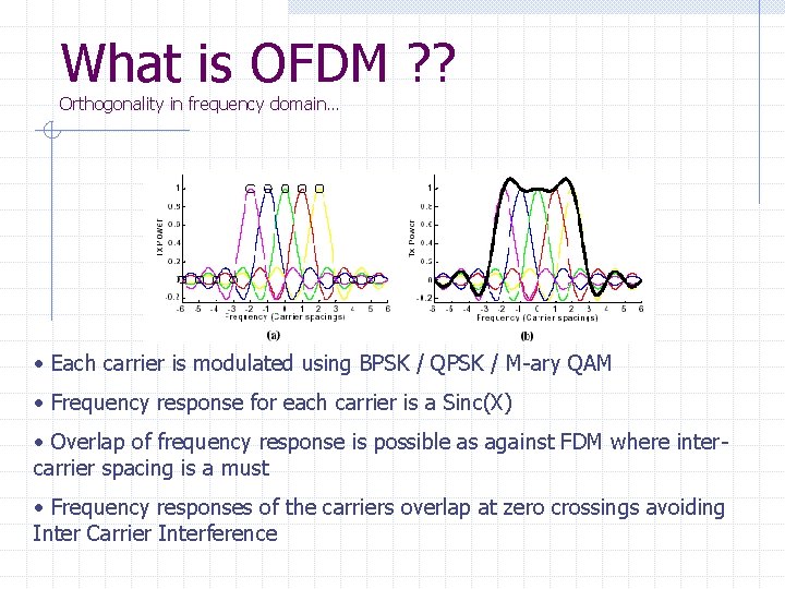 What is OFDM ? ? Orthogonality in frequency domain… • Each carrier is modulated