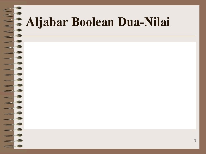 Aljabar Boolean Dua-Nilai 5 