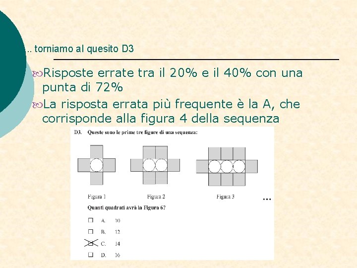 . . torniamo al quesito D 3 Risposte errate tra il 20% e il