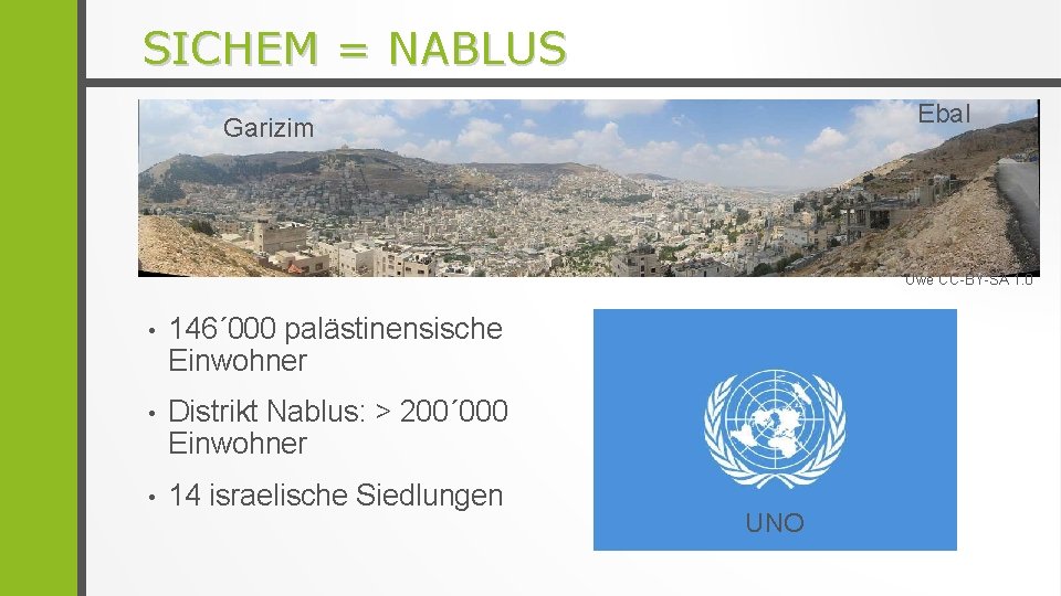 SICHEM = NABLUS Ebal Garizim Uwe CC-BY-SA 1. 0 • 146´ 000 palästinensische Einwohner