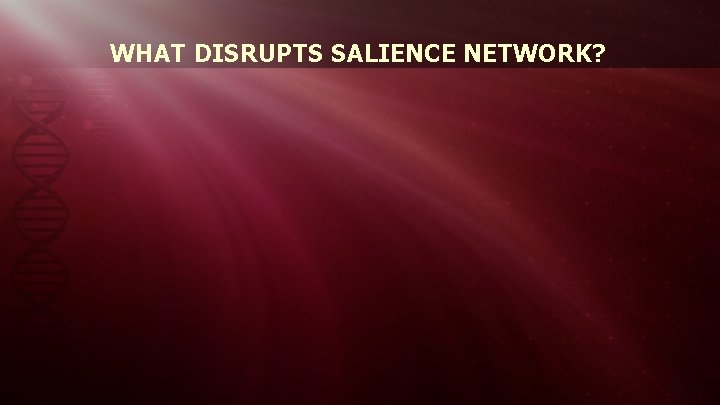 WHAT DISRUPTS SALIENCE NETWORK? 