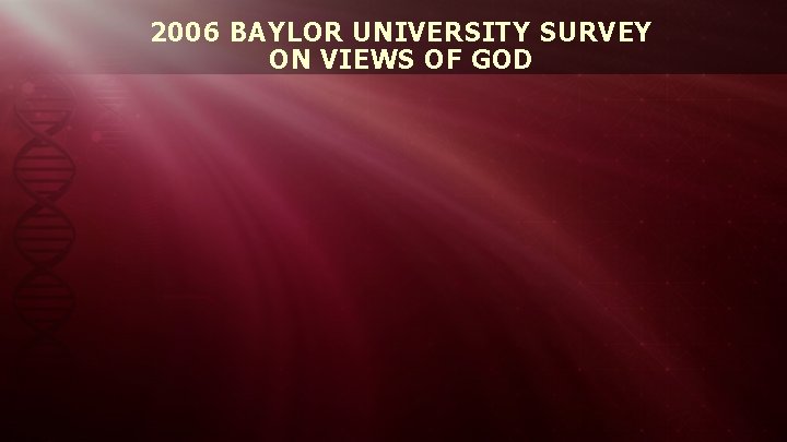 2006 BAYLOR UNIVERSITY SURVEY ON VIEWS OF GOD 