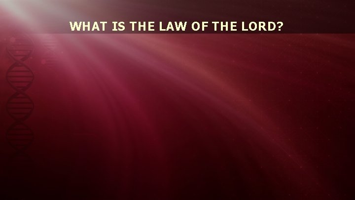 WHAT IS THE LAW OF THE LORD? 