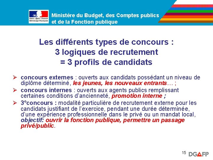Ministère du Budget, des Comptes publics Ministère de la Fonction publique et de la