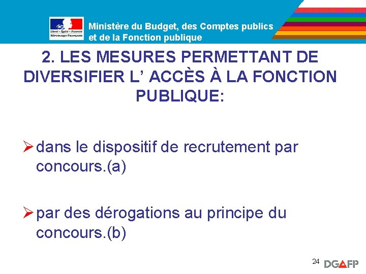 Ministère du Budget, des Comptes publics Ministère de la Fonction publique et de la