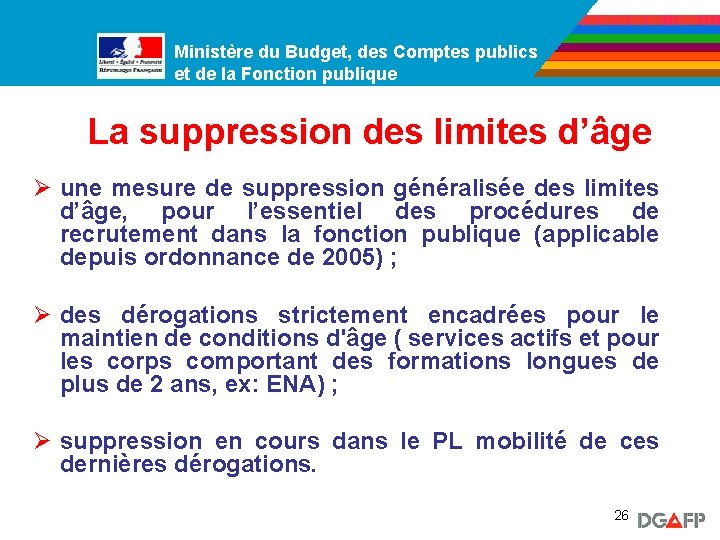 Ministère du Budget, des Comptes publics Ministère de la Fonction publique et de la