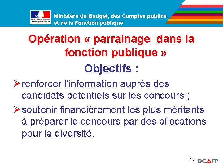 Ministère du Budget, des Comptes publics Ministère de la Fonction publique et de la