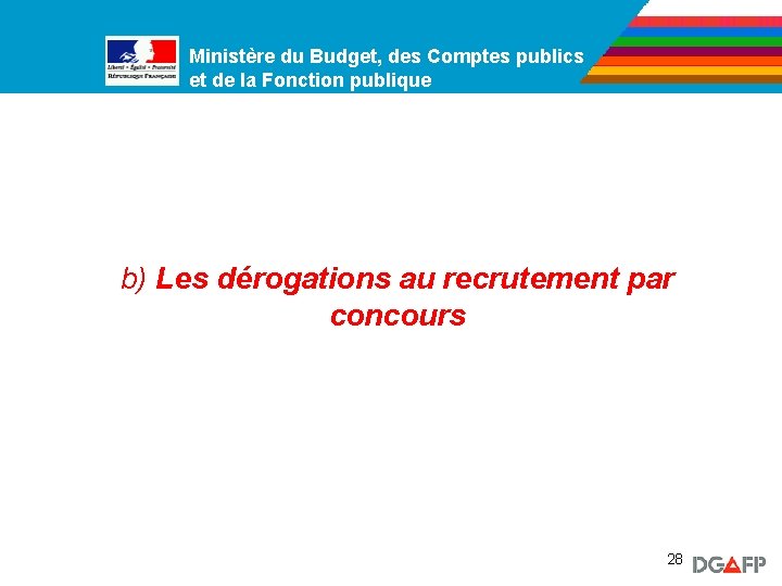 Ministère du Budget, des Comptes publics Ministère de la Fonction publique et de la