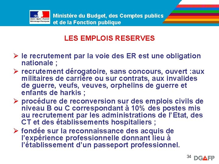 Ministère du Budget, des Comptes publics Ministère de la Fonction publique et de la