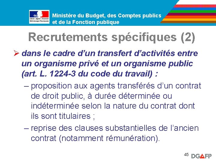 Ministère du Budget, des Comptes publics Ministère de la Fonction publique et de la