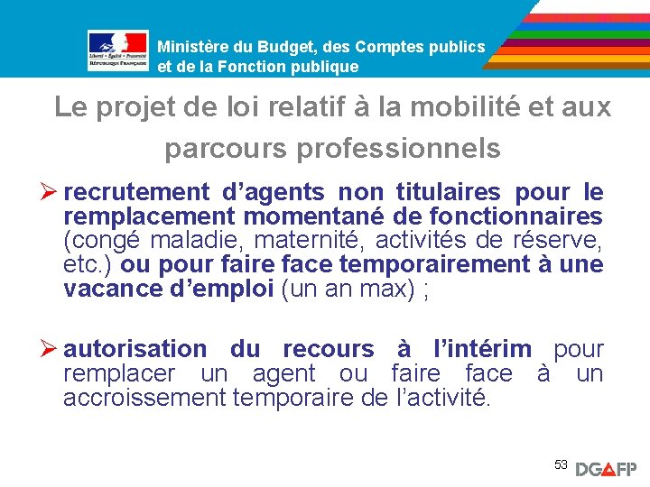 Ministère du Budget, des Comptes publics Ministère de la Fonction publique et de la