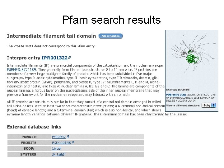 Pfam search results 