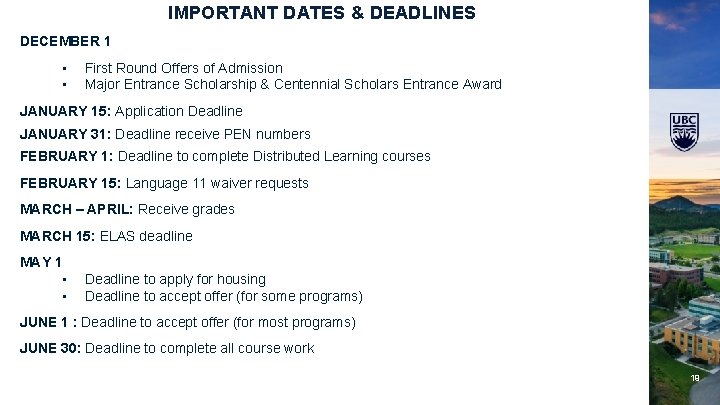 IMPORTANT DATES & DEADLINES DECEMBER 1 • • First Round Offers of Admission Major