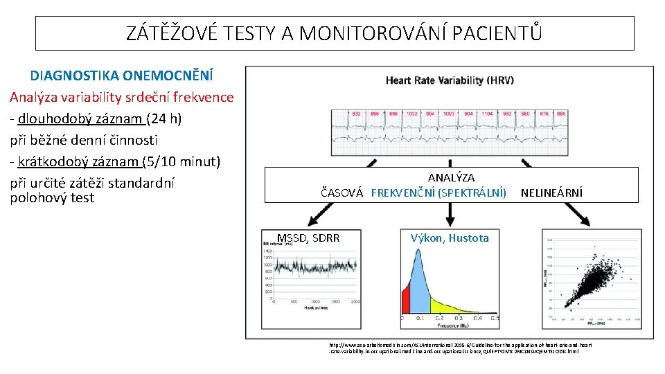 ZÁTĚŽOVÉ TESTY A MONITOROVÁNÍ PACIENTŮ DIAGNOSTIKA ONEMOCNĚNÍ Analýza variability srdeční frekvence - dlouhodobý záznam