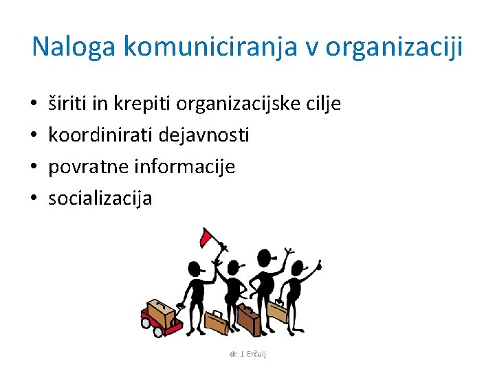 Naloga komuniciranja v organizaciji • • širiti in krepiti organizacijske cilje koordinirati dejavnosti povratne