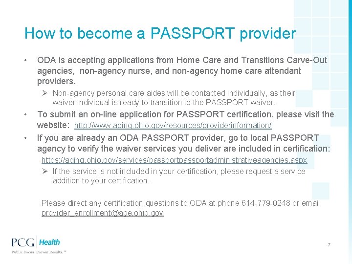 How to become a PASSPORT provider • ODA is accepting applications from Home Care