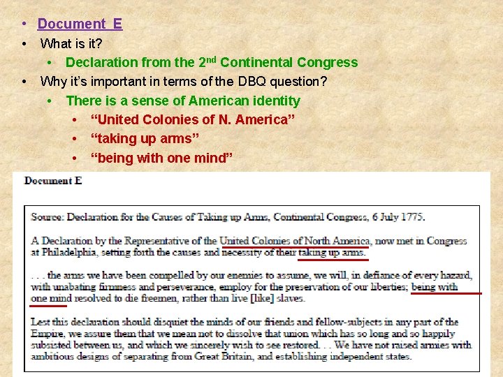  • Document E • What is it? • Declaration from the 2 nd