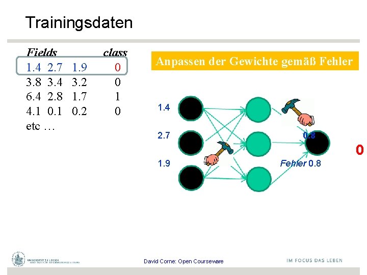 Trainingsdaten Fields 1. 4 2. 7 3. 8 3. 4 6. 4 2. 8