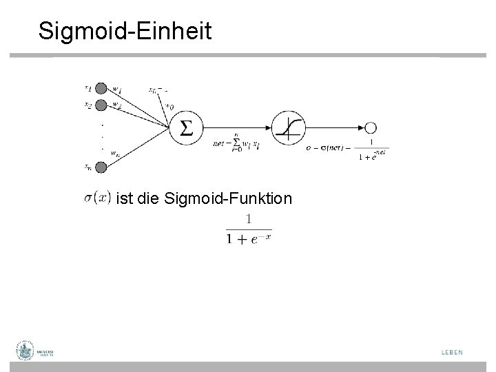 Sigmoid-Einheit ist die Sigmoid-Funktion 