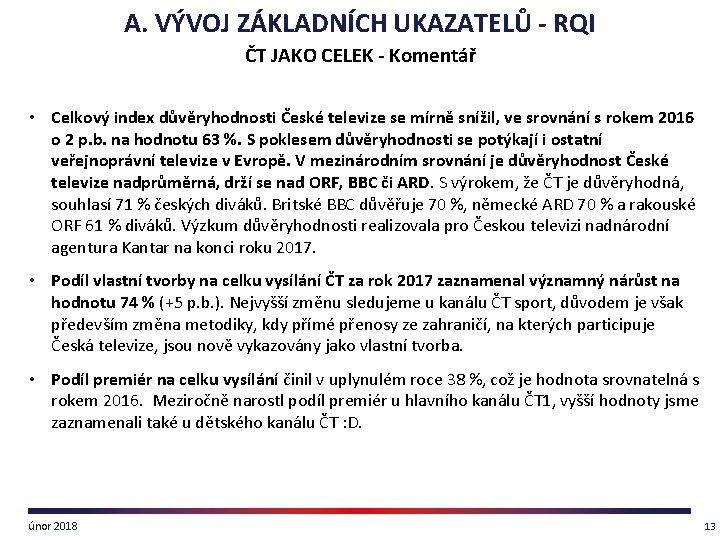 A. VÝVOJ ZÁKLADNÍCH UKAZATELŮ - RQI ČT JAKO CELEK - Komentář • Celkový index