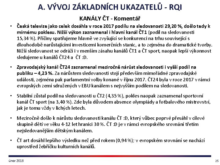 A. VÝVOJ ZÁKLADNÍCH UKAZATELŮ - RQI KANÁLY ČT - Komentář • Česká televize jako