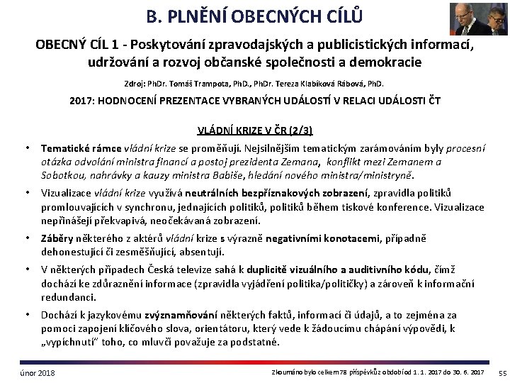 B. PLNĚNÍ OBECNÝCH CÍLŮ OBECNÝ CÍL 1 - Poskytování zpravodajských a publicistických informací, udržování