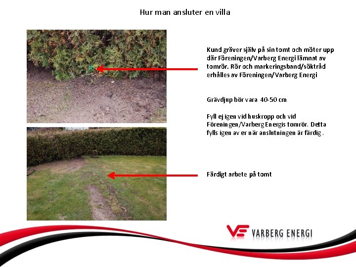 Hur man ansluter en villa Kund gräver själv på sin tomt och möter upp