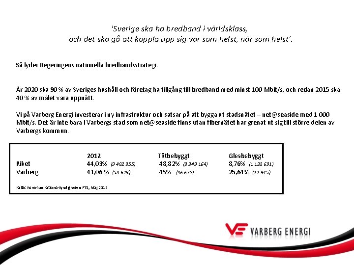'Sverige ska ha bredband i världsklass, och det ska gå att koppla upp sig