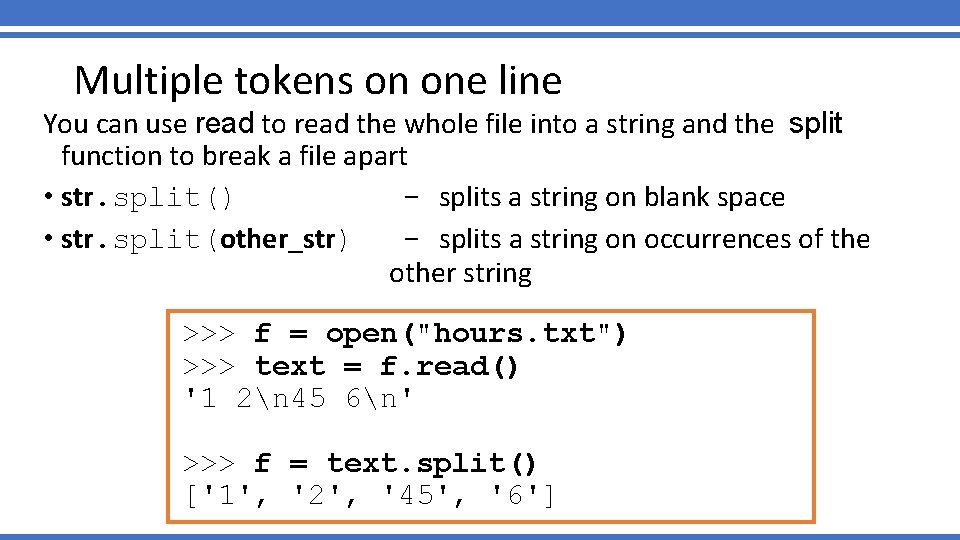 Multiple tokens on one line You can use read to read the whole file