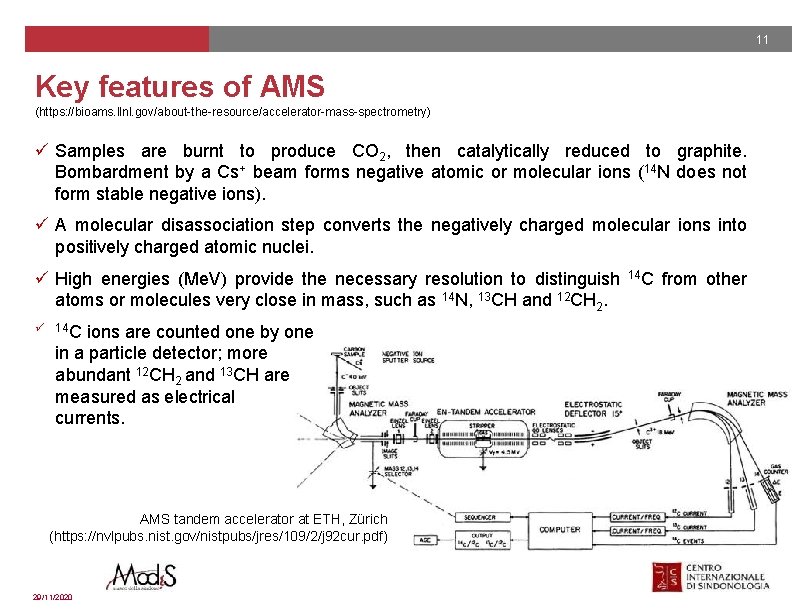 11 Key features of AMS (https: //bioams. llnl. gov/about-the-resource/accelerator-mass-spectrometry) ü Samples are burnt to