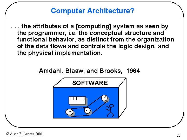 Computer Architecture? . . . the attributes of a [computing] system as seen by