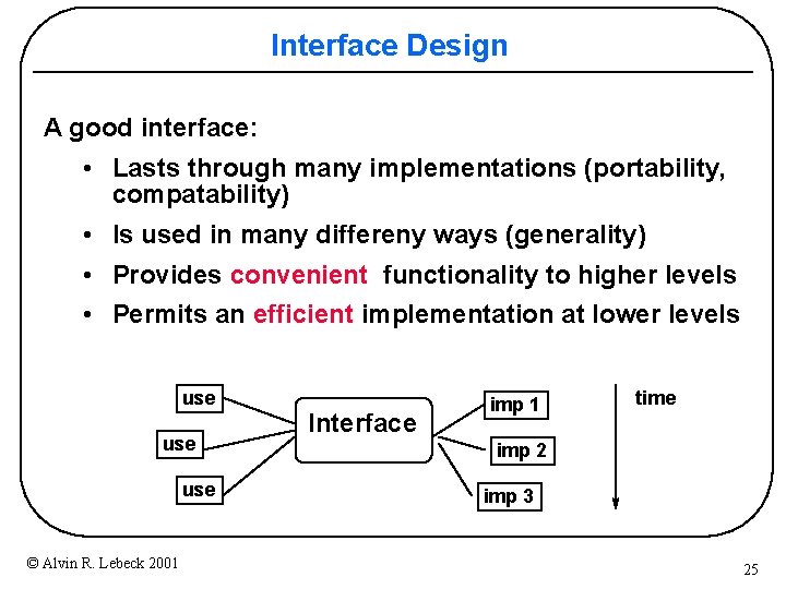 Interface Design A good interface: • Lasts through many implementations (portability, compatability) • Is Interface Design A good interface: • Lasts through many implementations (portability, compatability) • Is