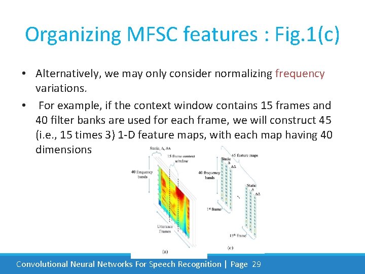 Organizing MFSC features : Fig. 1(c) • Alternatively, we may only consider normalizing frequency