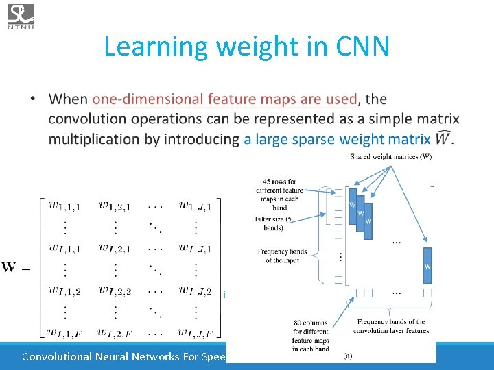 Learning weight in CNN • filter的size input map數量 Convoluted feature map數量 Convolutional Neural Networks