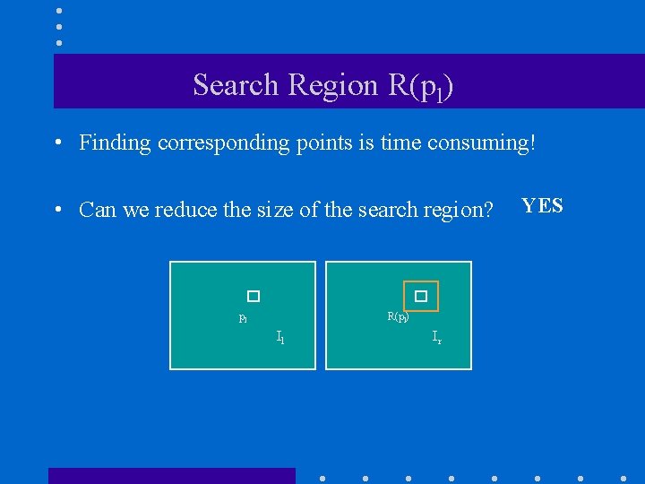 Search Region R(pl) • Finding corresponding points is time consuming! • Can we reduce