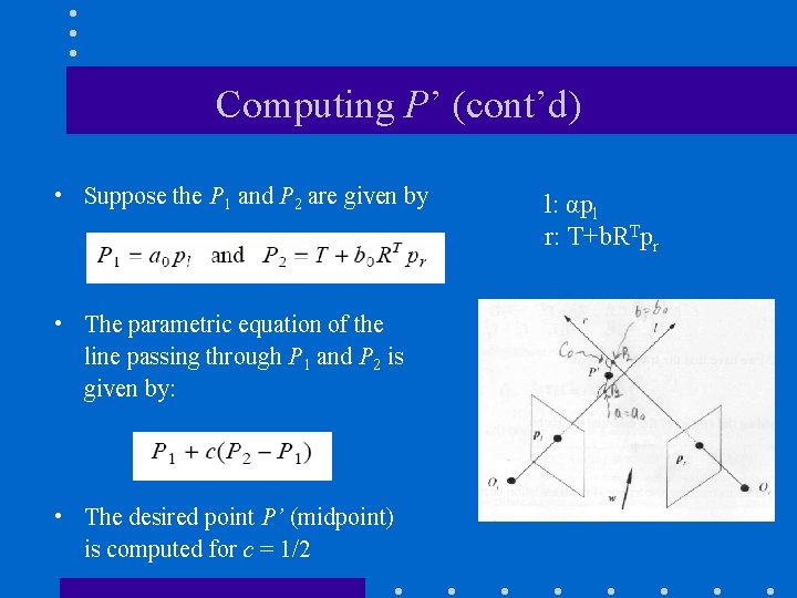 Computing P’ (cont’d) • Suppose the P 1 and P 2 are given by