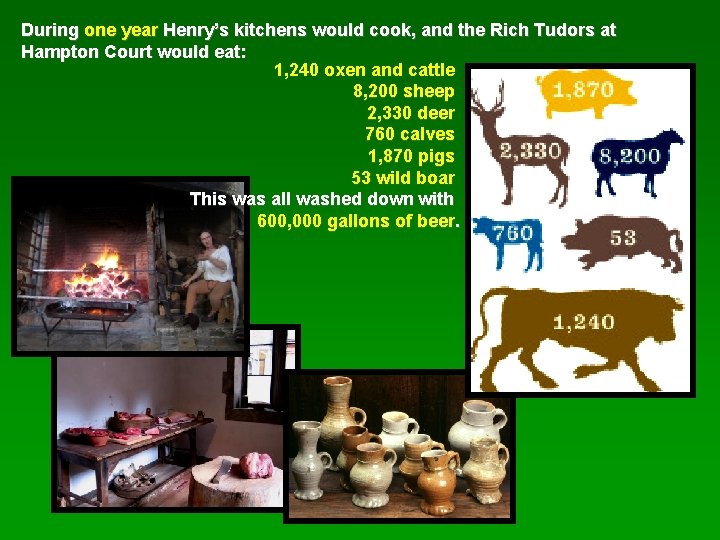 During one year Henry’s kitchens would cook, and the Rich Tudors at Hampton Court