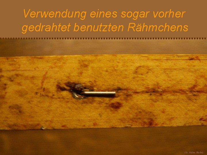 Verwendung eines sogar vorher gedrahtet benutzten Rähmchens (Dr. Heine, Berlin) 