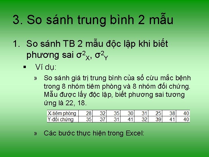 3. So sánh trung bình 2 mẫu 1. So sánh TB 2 mẫu độc