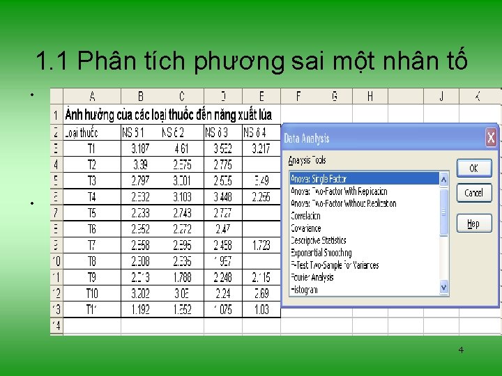 1. 1 Phân tích phương sai một nhân tố • Được sử dụng để